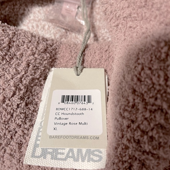 Barefoot Dreams Houndstooth vintage rose pullover XL New with tags - Picture 5 of 5